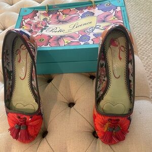 Poetic License Red Floral Tassel Slip-On Flats